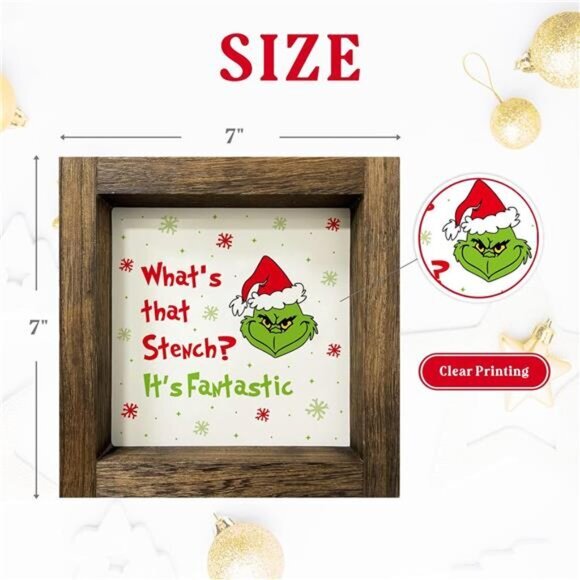 Funny Christmas Wooden Sign, 7x7 Inch Vintage Holiday Tiered Tray Decor - Picture 2 of 8